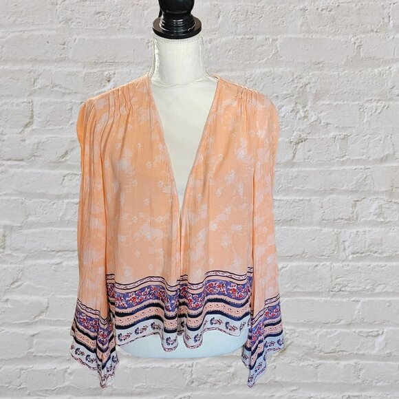 Torrid Orange Aztec Design Long Sleeve Open Jacket in Size 10 - Picture 1 of 4
